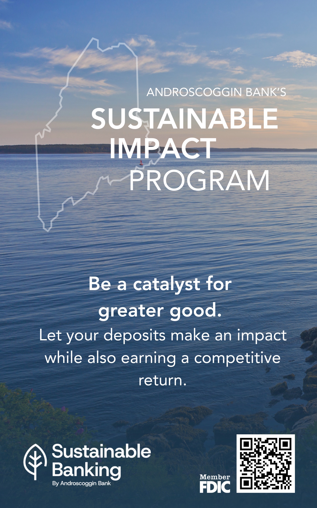 Androscoggin Bank full-page advertisement: Sustainable Impact Program, from the printed 2026 Earth Day Festival Program.