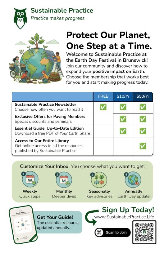Back cover: Sustainable Practice membership call-to-action and links.