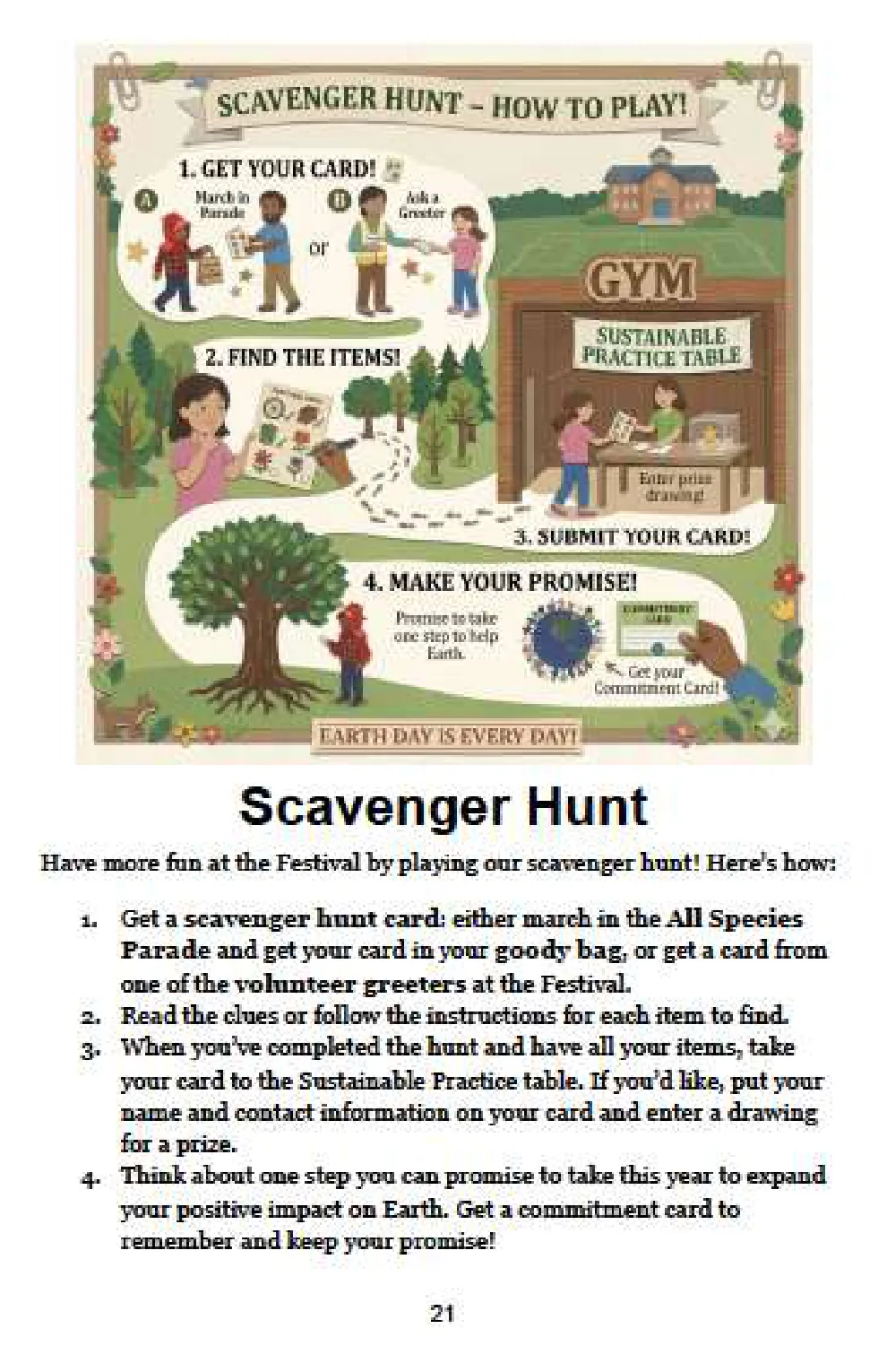 Festival Program page 21: Four-step scavenger hunt instructions and prizes.